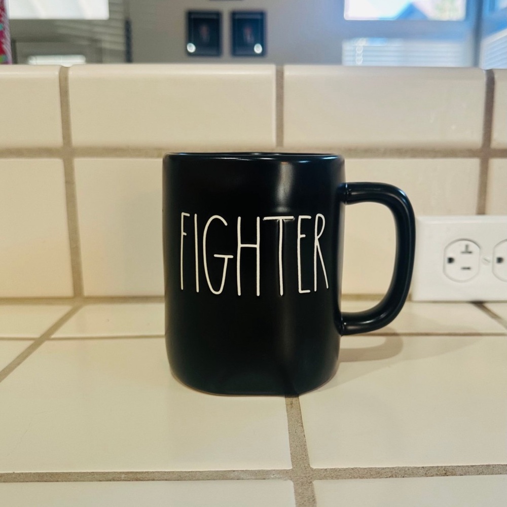 Rae Dunn Black 'Fighter' Mug